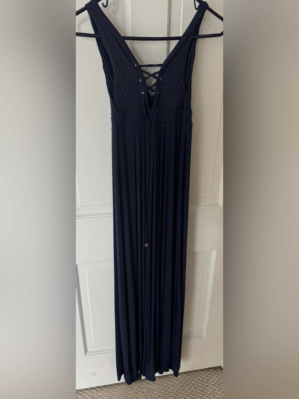 Women’s Navy Maxi Dress - Sleek Pleated Design